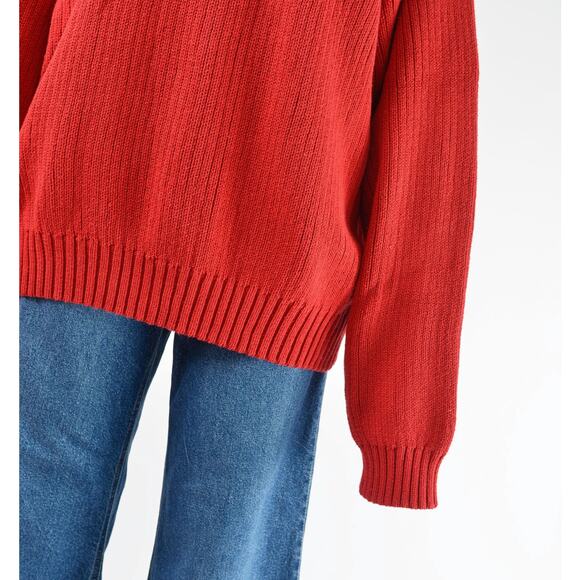 Vintage 90s Gap Red Cotton Knit Pullover Sweater Unisex size L XL - Picture 4 of 7